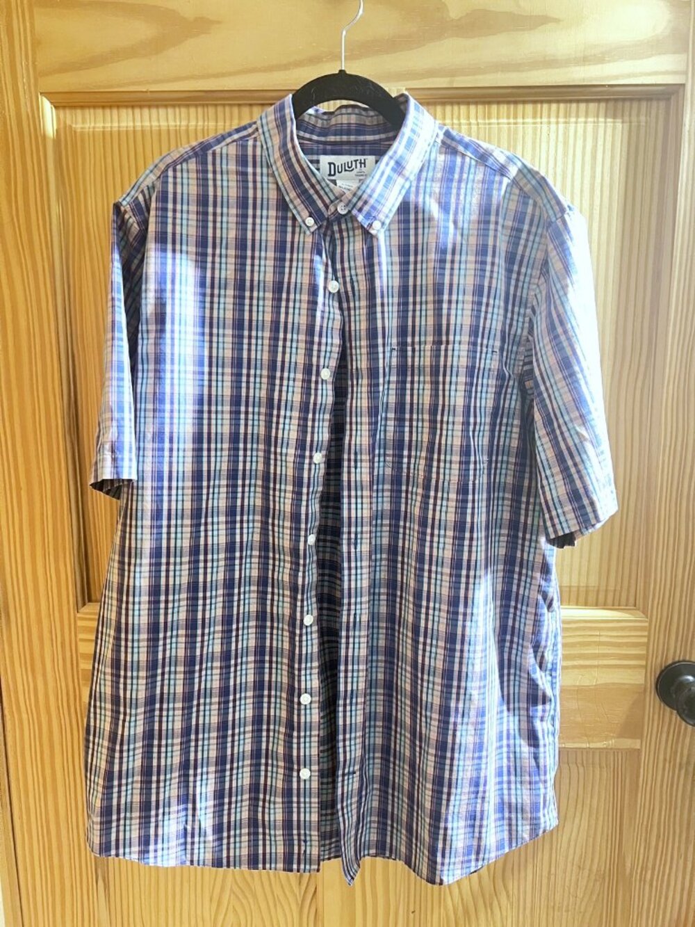 Duluth Trading Co Mens Plaid Short Sleeve Button Down Shirt LT Relaxed Fit